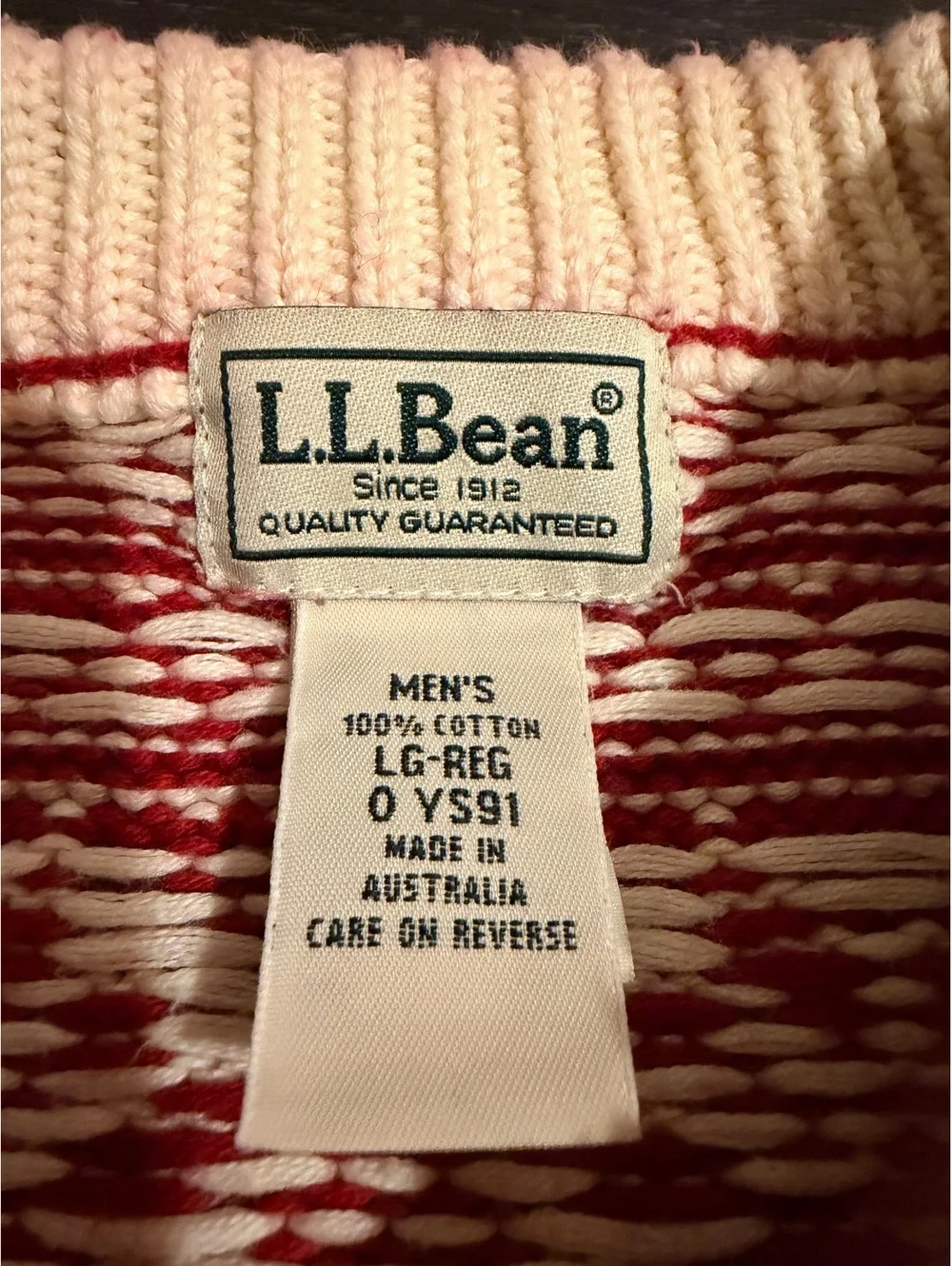 Vintage L.L. Bean Birdseye Cotton Sweater Australia Men's L
